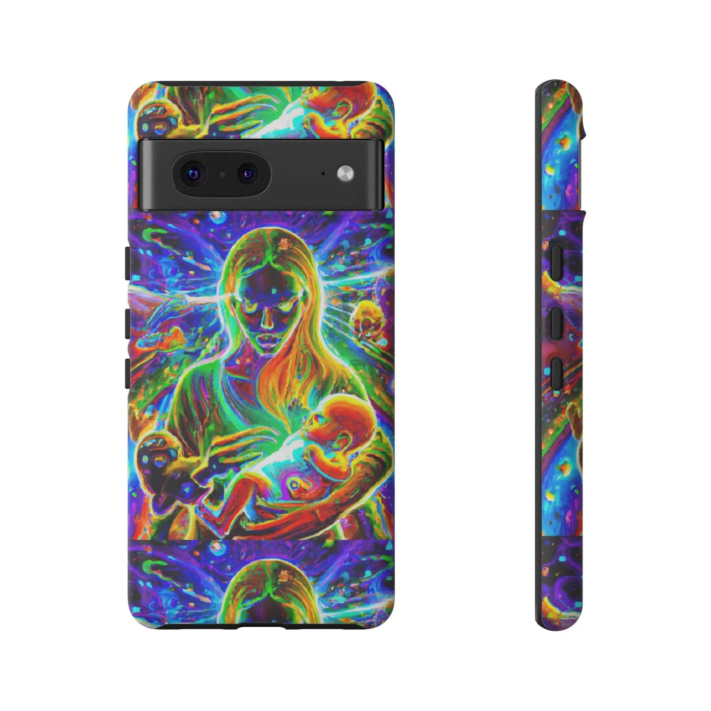 Psychedelic Nanny Caregiver with baby Tough Phone Cases