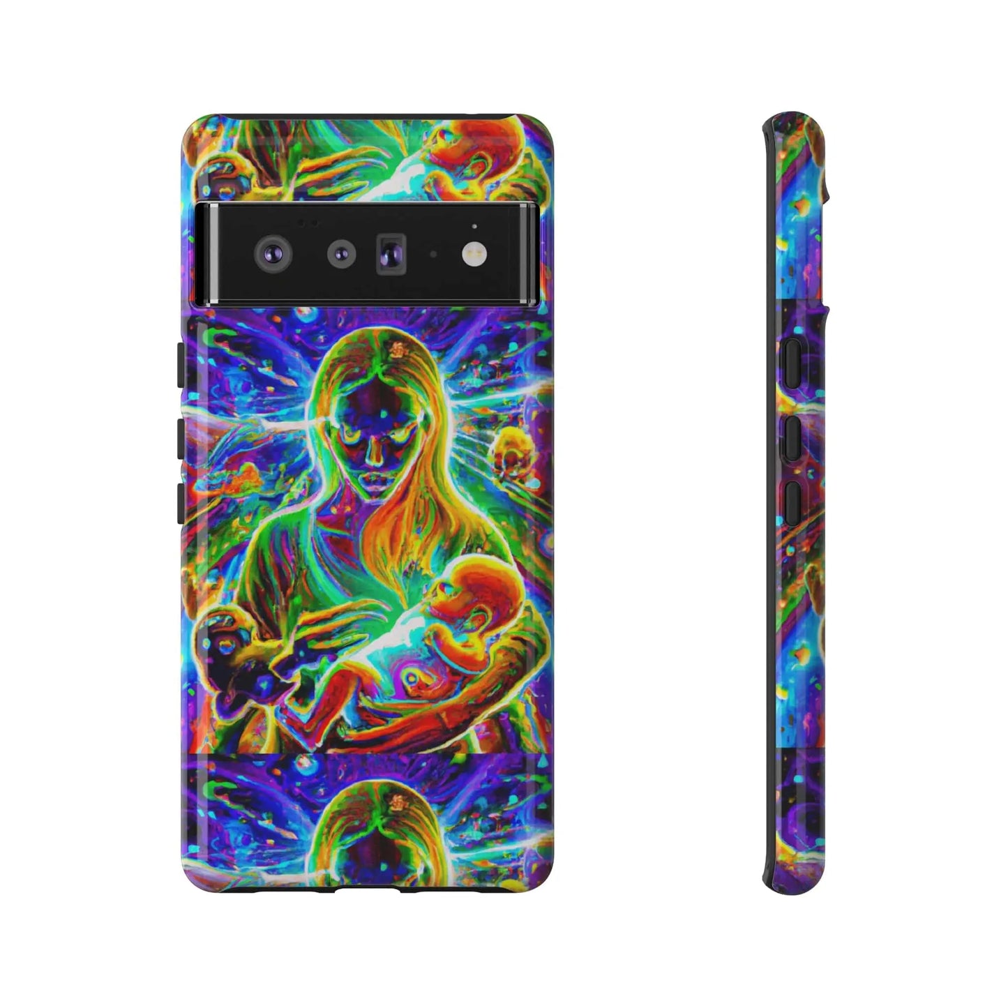 Psychedelic Nanny Caregiver with baby Tough Phone Cases