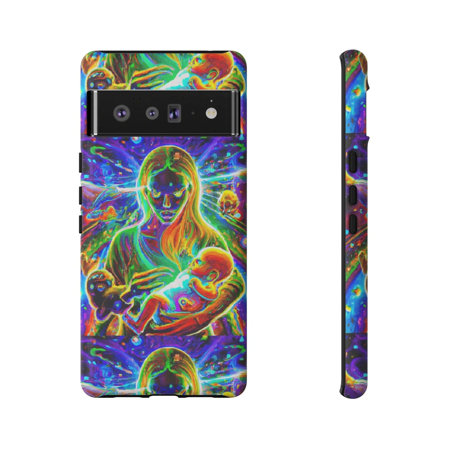 Psychedelic Nanny Caregiver with baby Tough Phone Cases