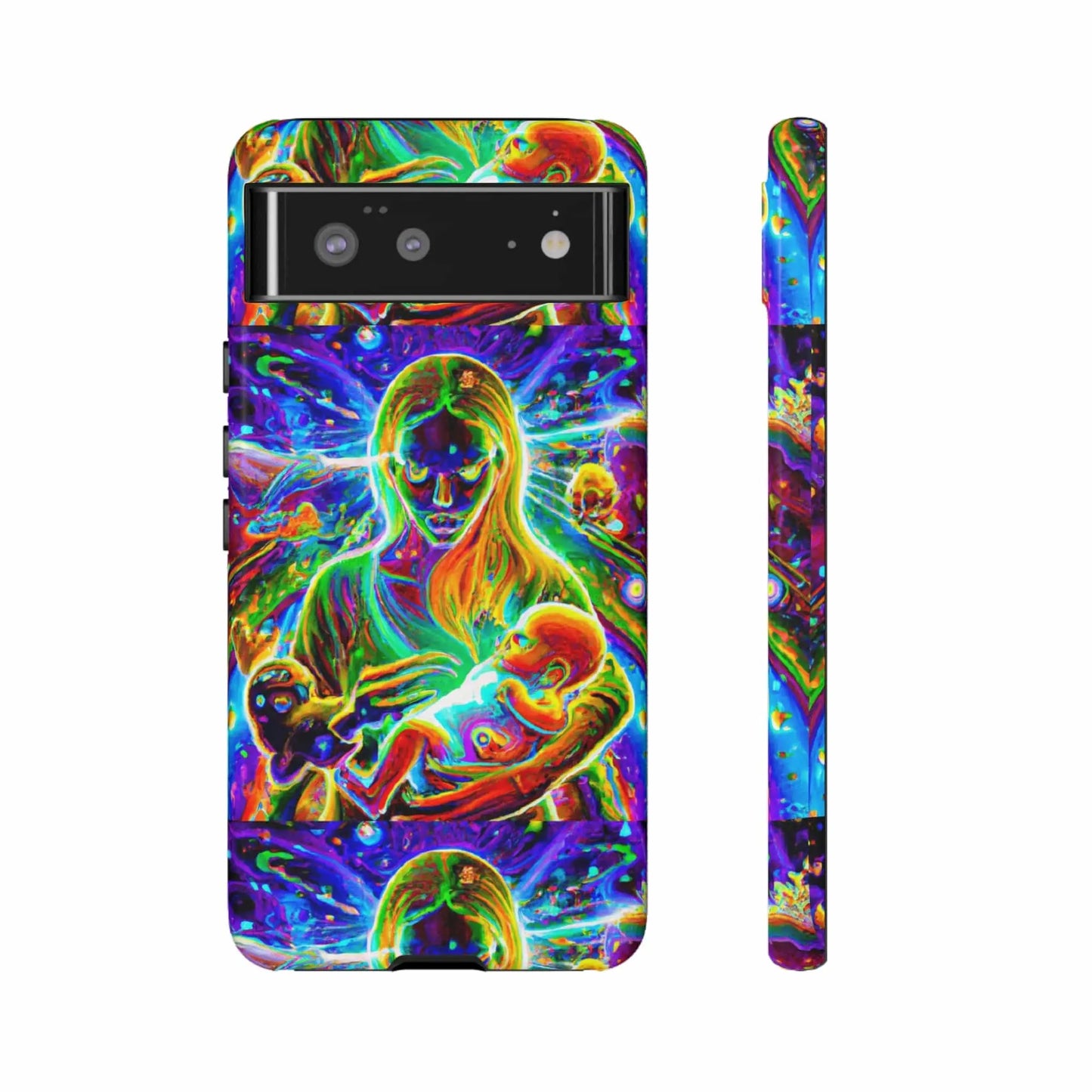 Psychedelic Nanny Caregiver with baby Tough Phone Cases