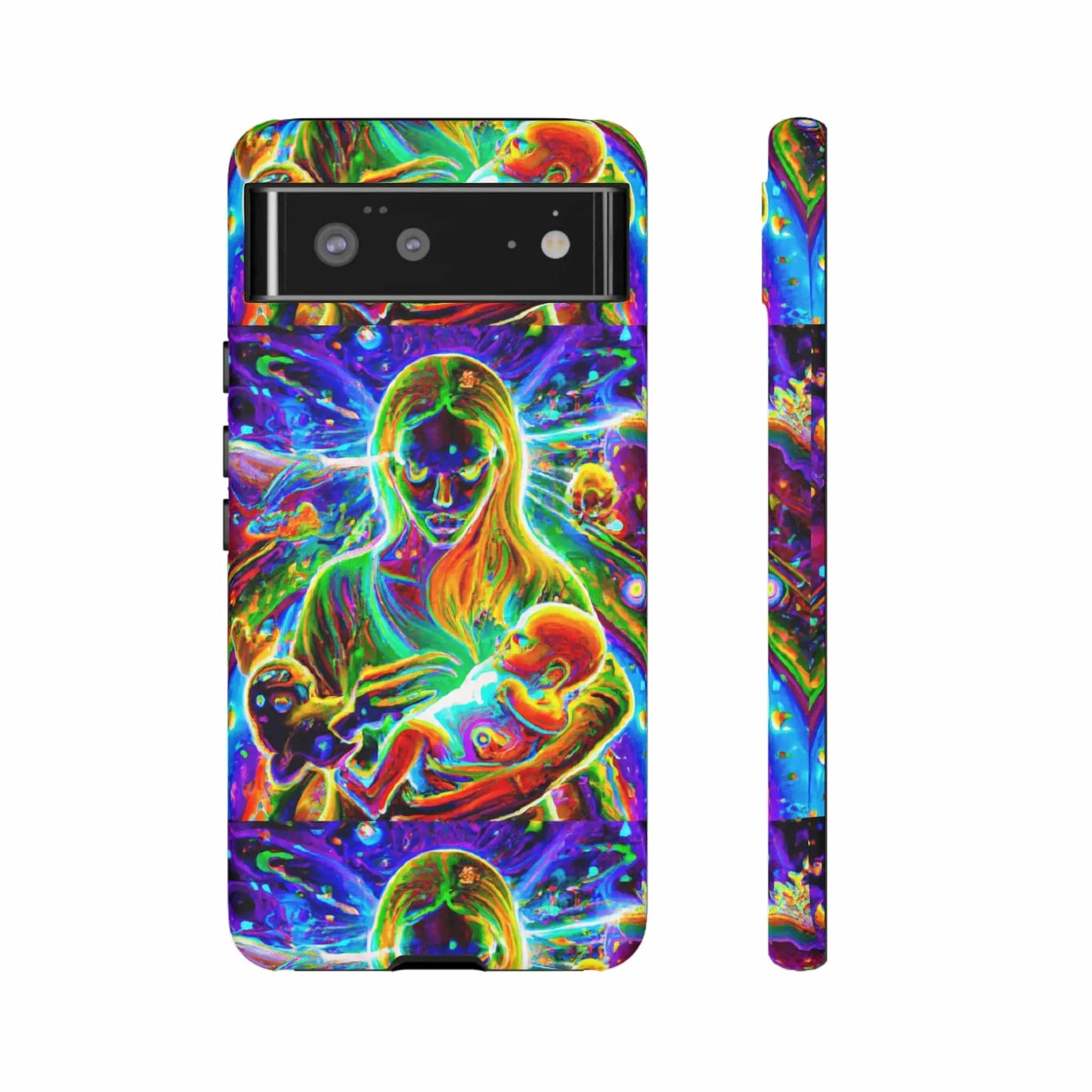 Psychedelic Nanny Caregiver with baby Tough Phone Cases