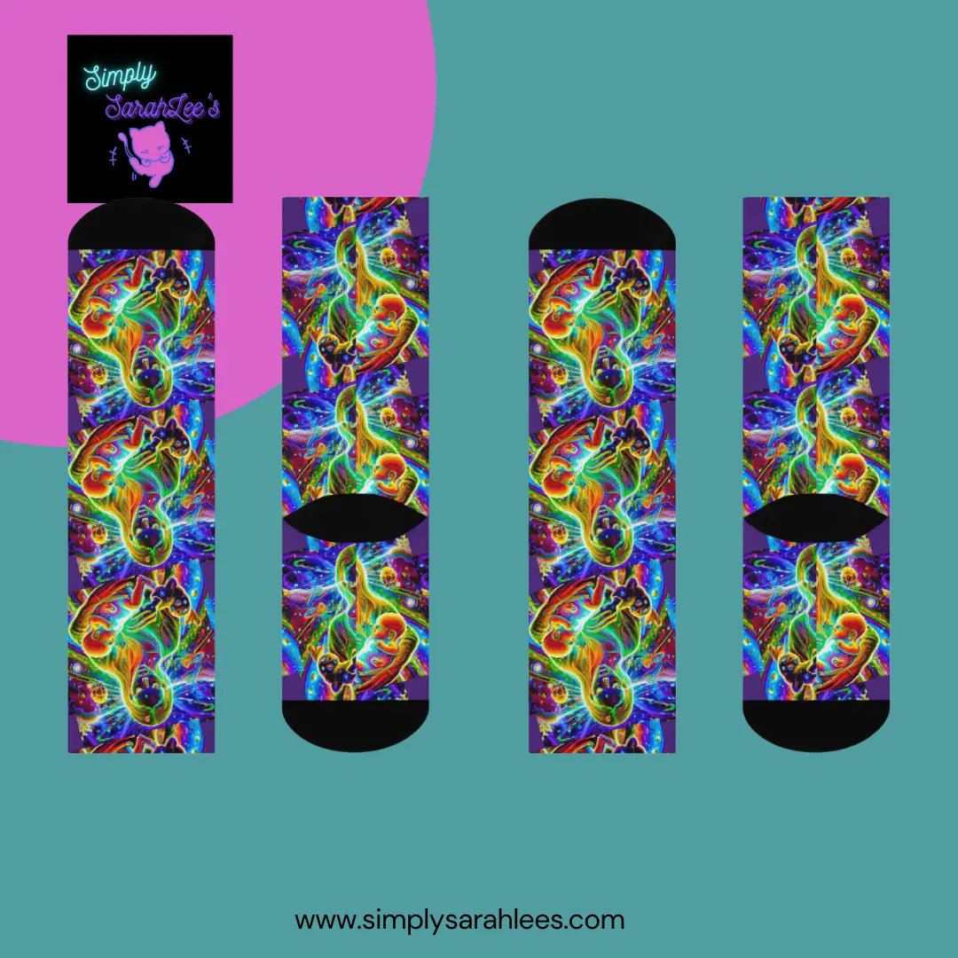 Psychedelic Trippy Mom Mother Nanny Caregiver with baby Cushioned Crew Socks Printify