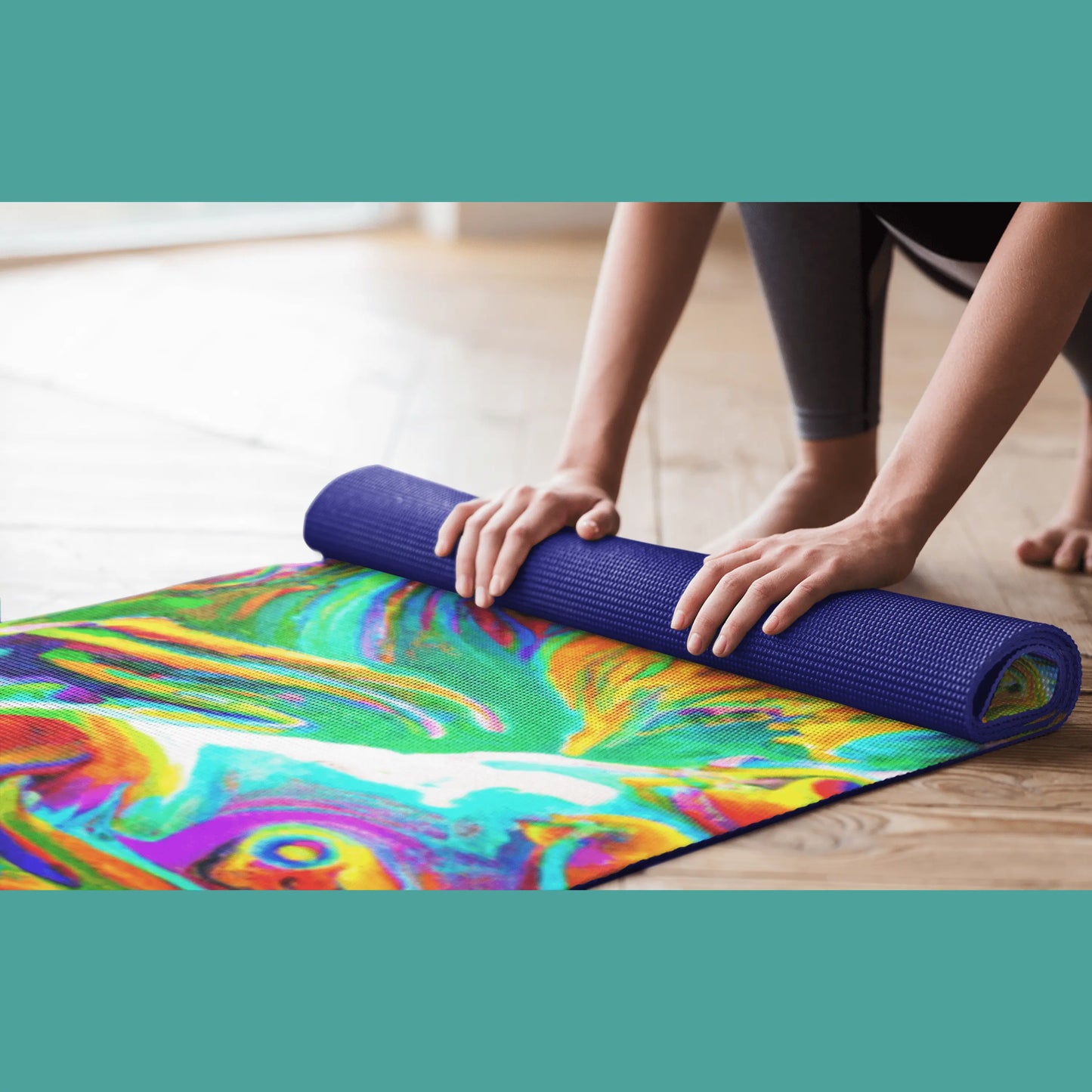 Psychedelic Trippy Mother Nanny Caregiver with baby Rubber Yoga Mat