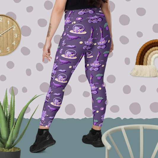 Purple Baby things pattern legging pants with Pockets