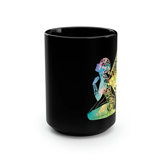 Rainbow Broken Fairy Black Mug, 15oz