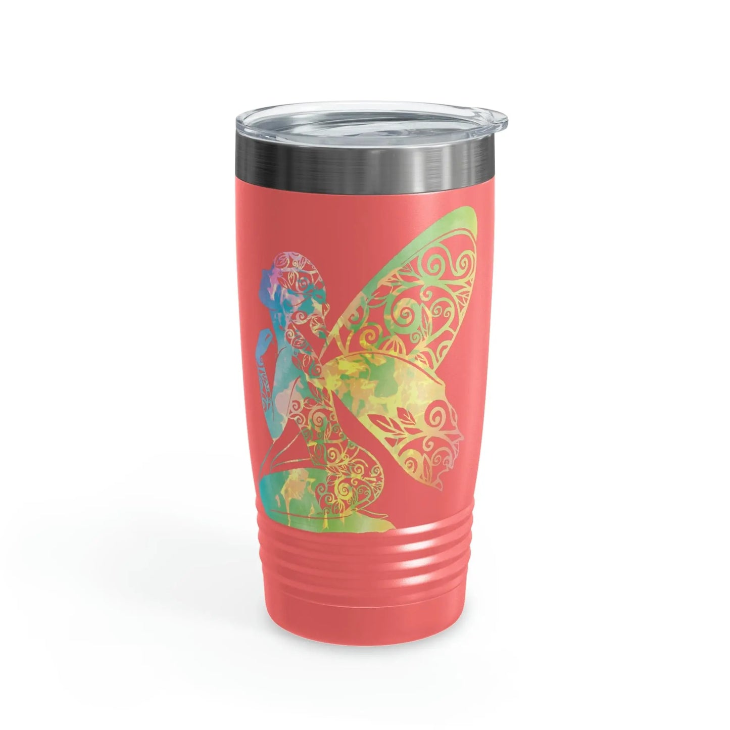 Rainbow Broken Fairy, Ringneck Tumbler with lid, 20oz