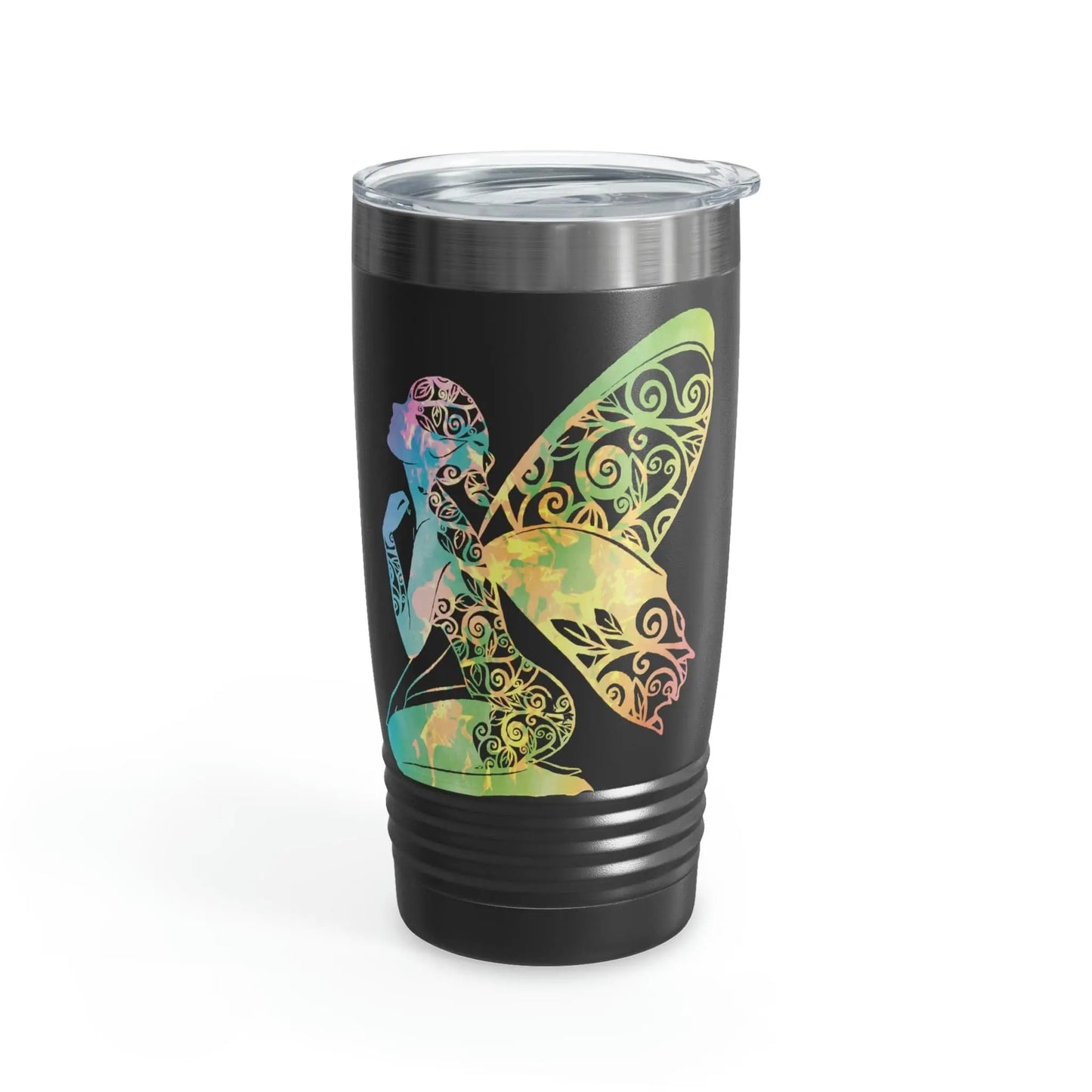 Rainbow Broken Fairy, Ringneck Tumbler with lid, 20oz