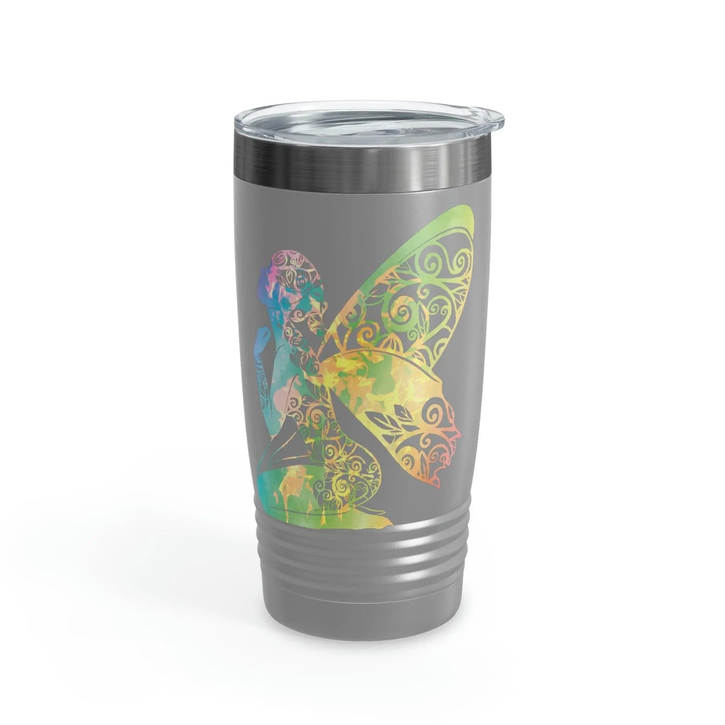 Rainbow Broken Fairy, Ringneck Tumbler with lid, 20oz