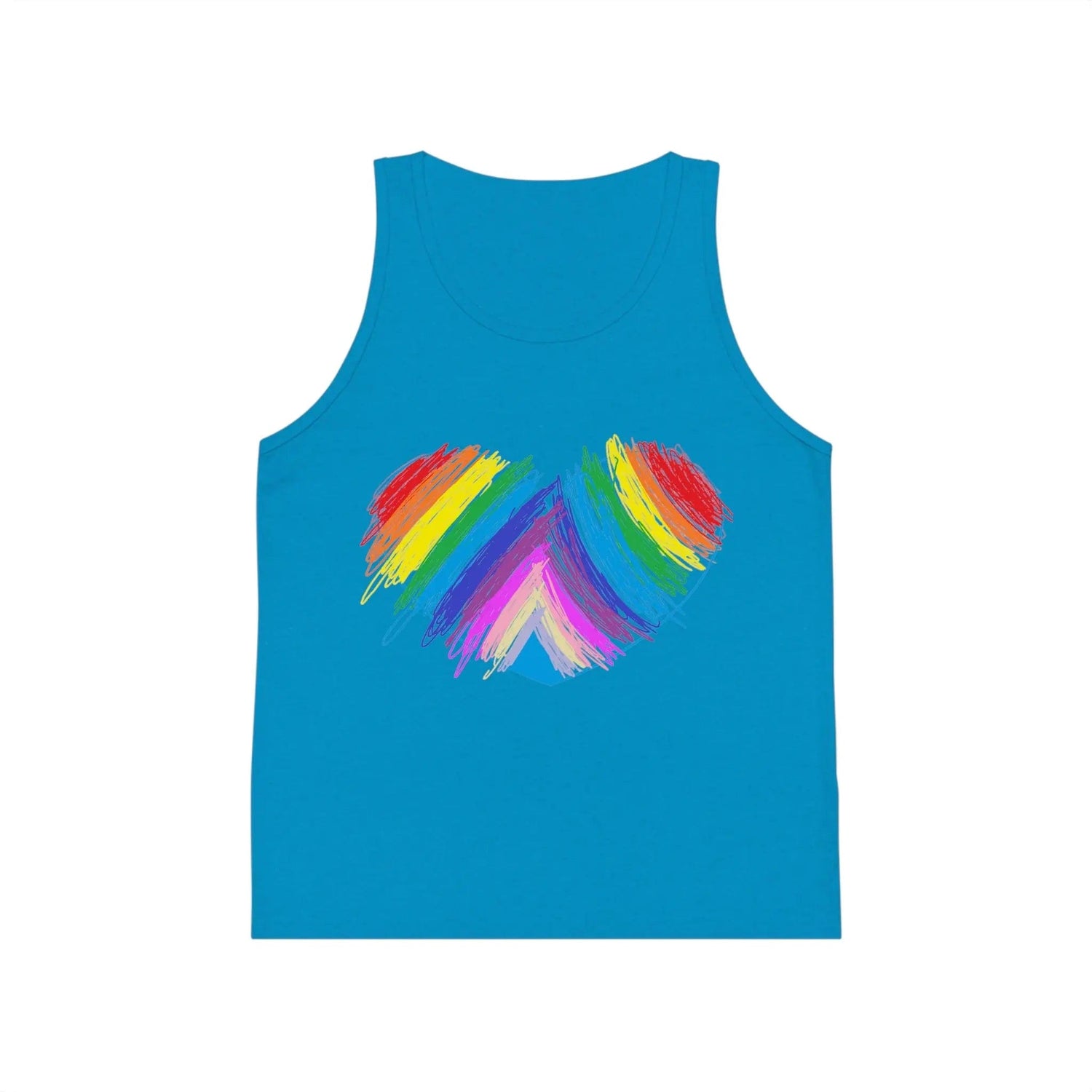 Rainbow Heart Drawing Kid's Jersey Tank Top in 5 great colors