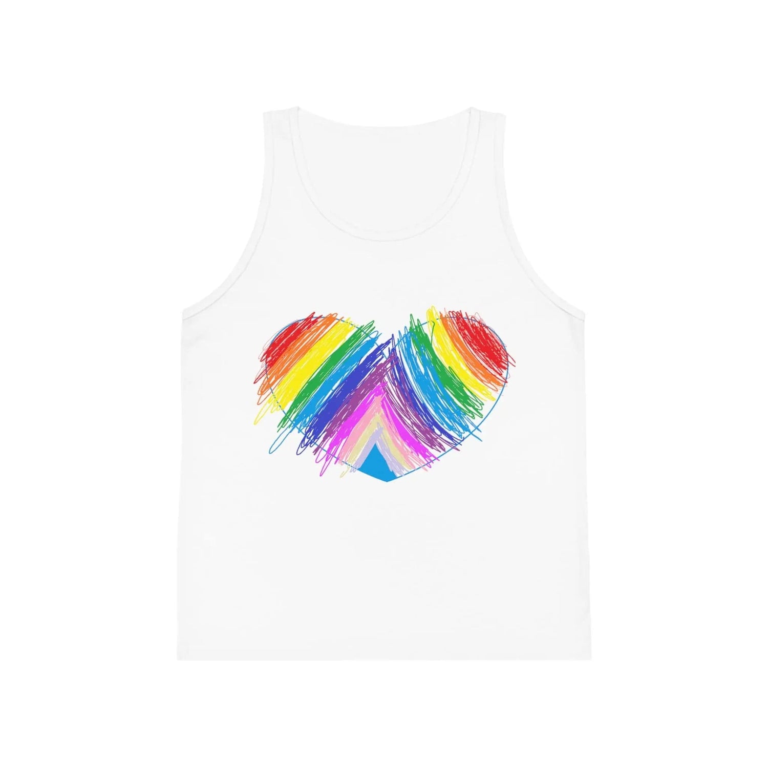 Rainbow Heart Drawing Kid's Jersey Tank Top in 5 great colors