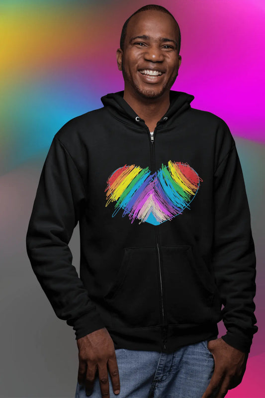 Rainbow Heart Drawing Unisex Heavy Blend™ Full Zip Hooded Sweatshirt