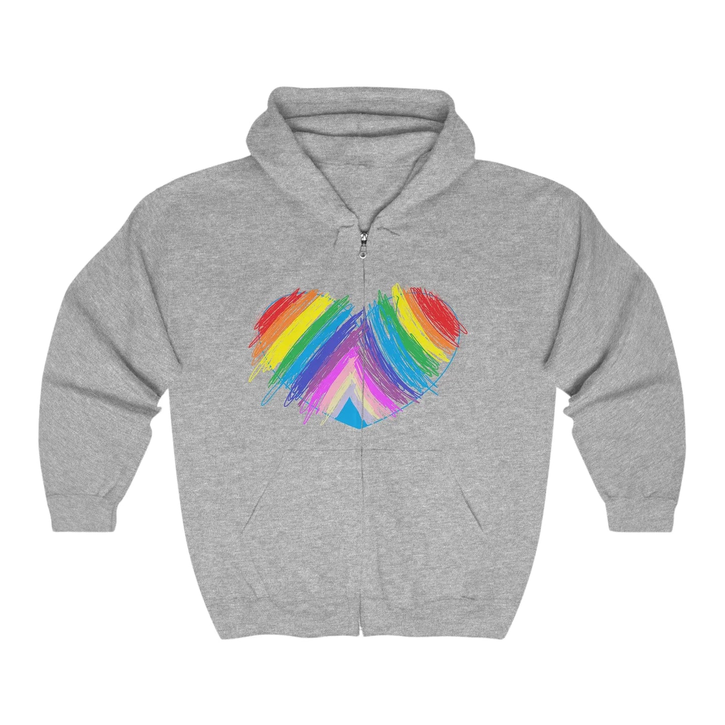 Rainbow Heart Drawing Unisex Heavy Blend™ Full Zip Hooded Sweatshirt