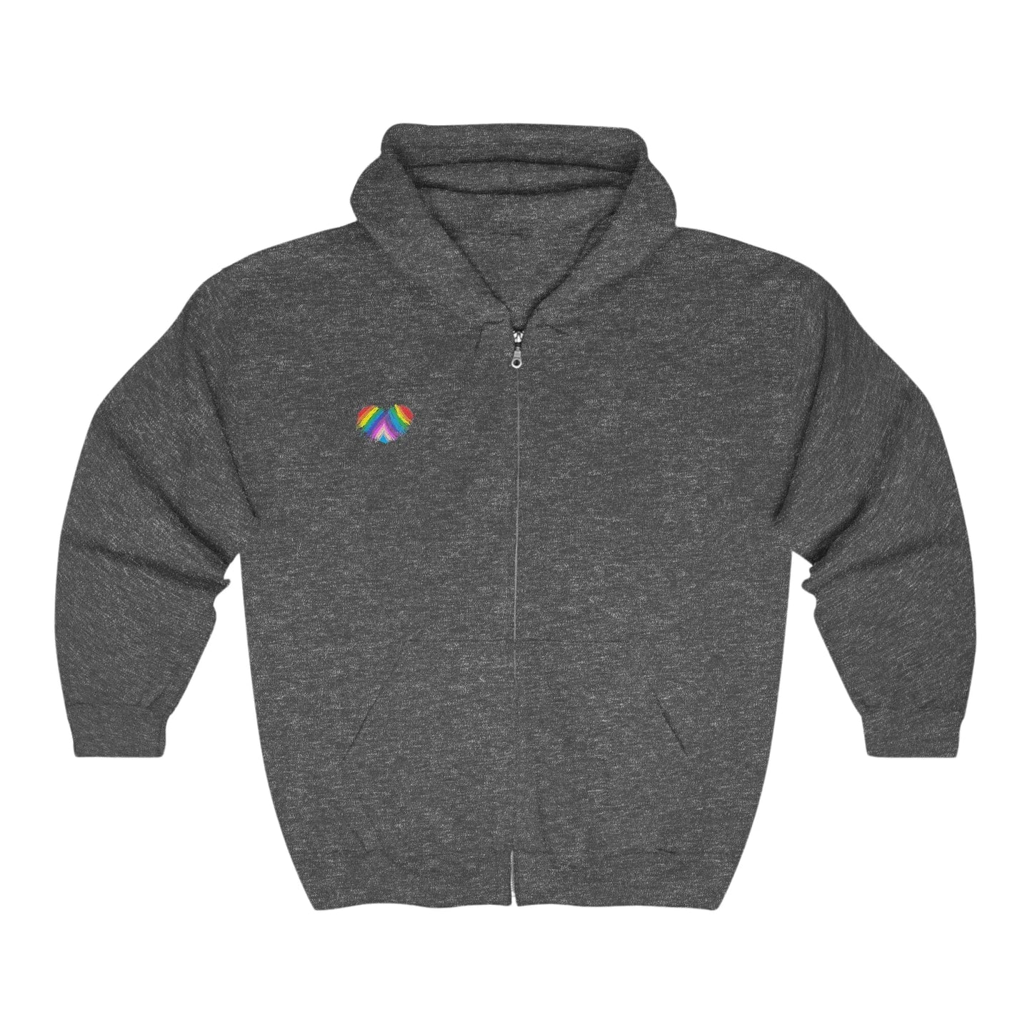 Rainbow Heart Drawing on front and back Unisex Heavy Blend™ Full Zip Hooded Sweatshirt