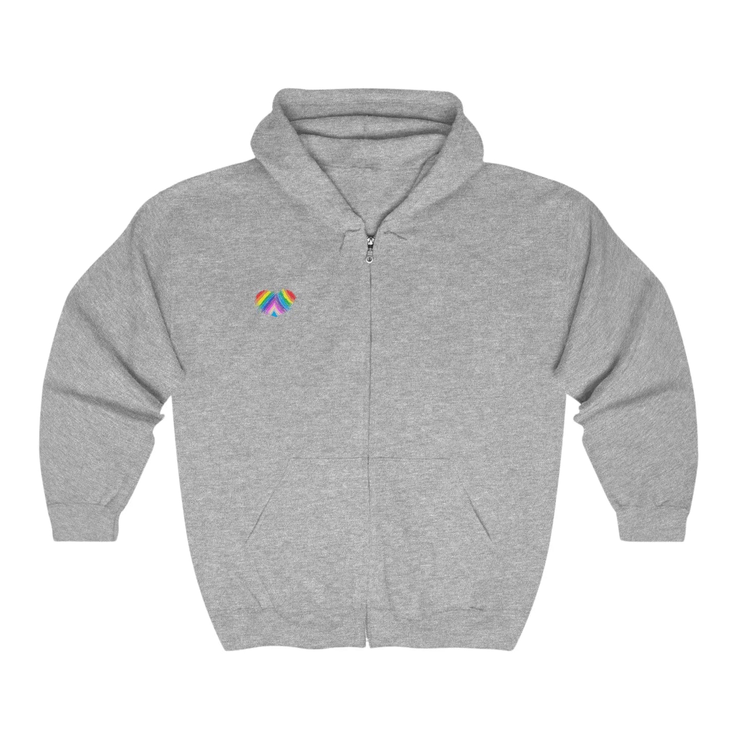 Rainbow Heart Drawing on front and back Unisex Heavy Blend™ Full Zip Hooded Sweatshirt