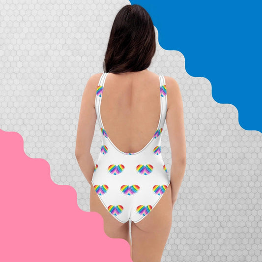 Rainbow Heart Kid's Drawing Modest One-Piece Swimsuit