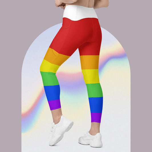 Rainbow Leggings with pockets red top