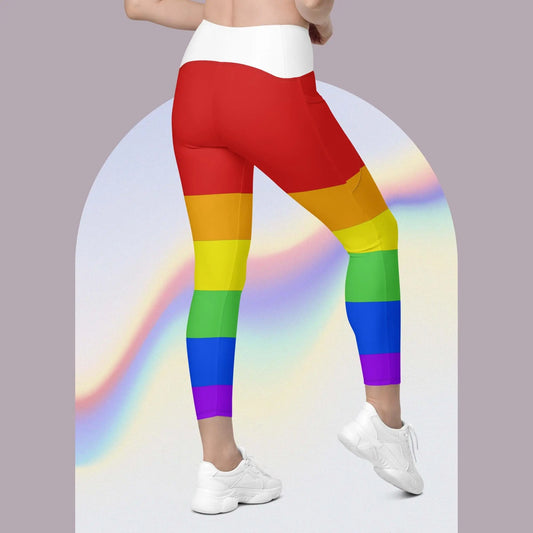 Rainbow Leggings with pockets red top