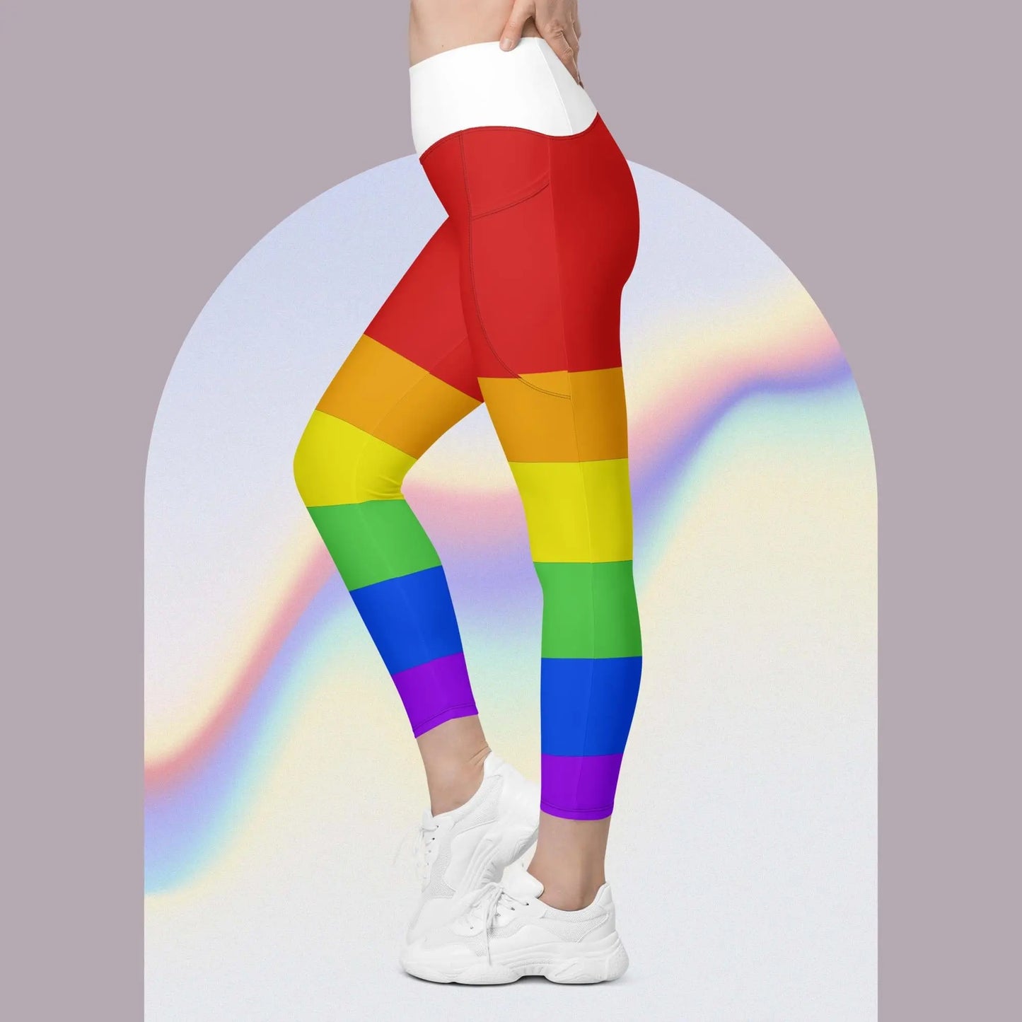 Rainbow Leggings with pockets red top