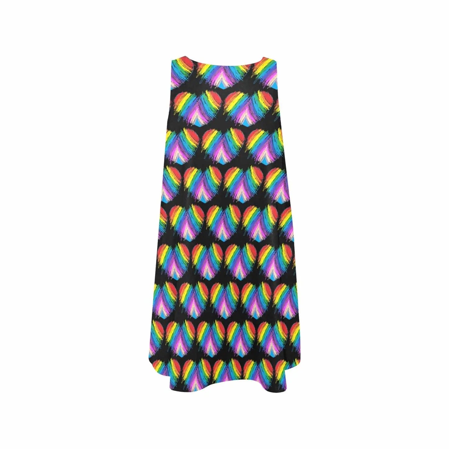 Rainbow heart Drawing Pattern Sleeveless Tank Dress with Pockets