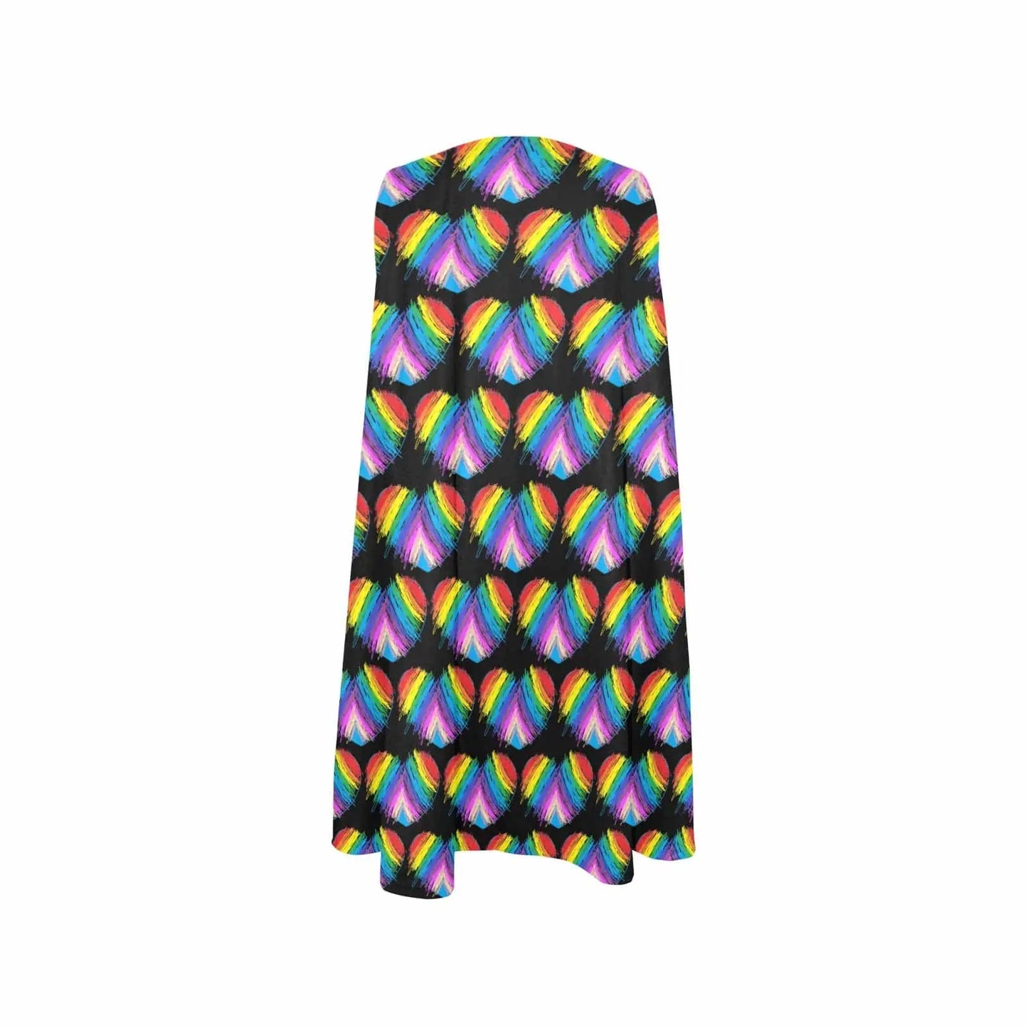 Rainbow heart Drawing Pattern Sleeveless Tank Dress with Pockets