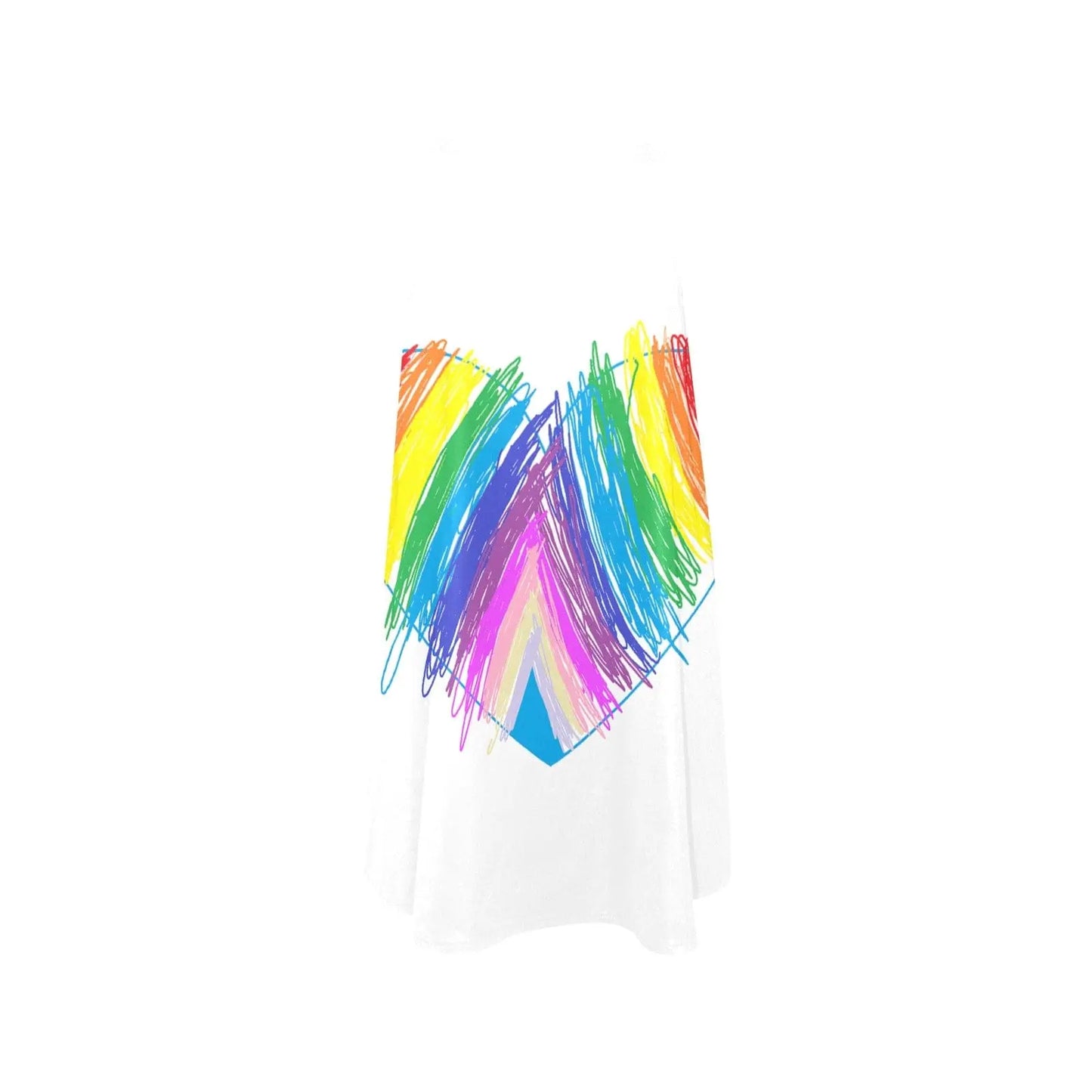 Rainbow heart Drawing Sleeveless Tank Dress with Pockets