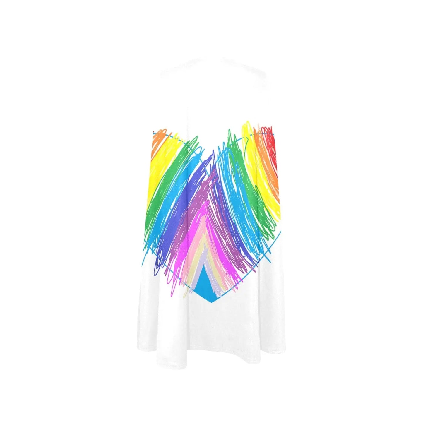 Rainbow heart Drawing Sleeveless Tank Dress with Pockets