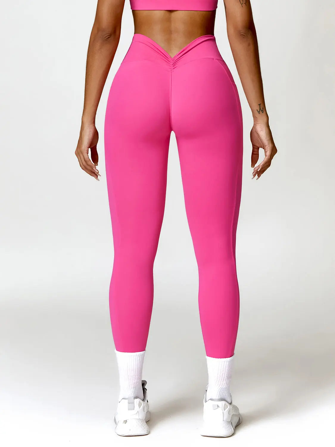 Ruched Pocketed High Waist Active Leggings Trendsi