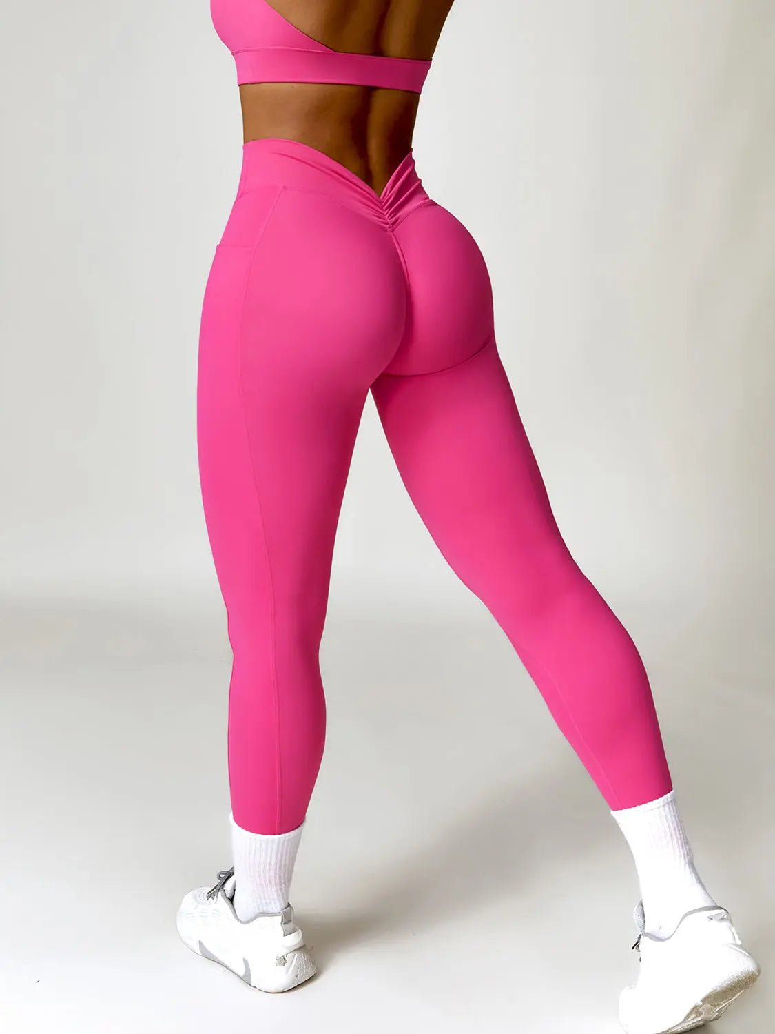 Ruched Pocketed High Waist Active Leggings Trendsi