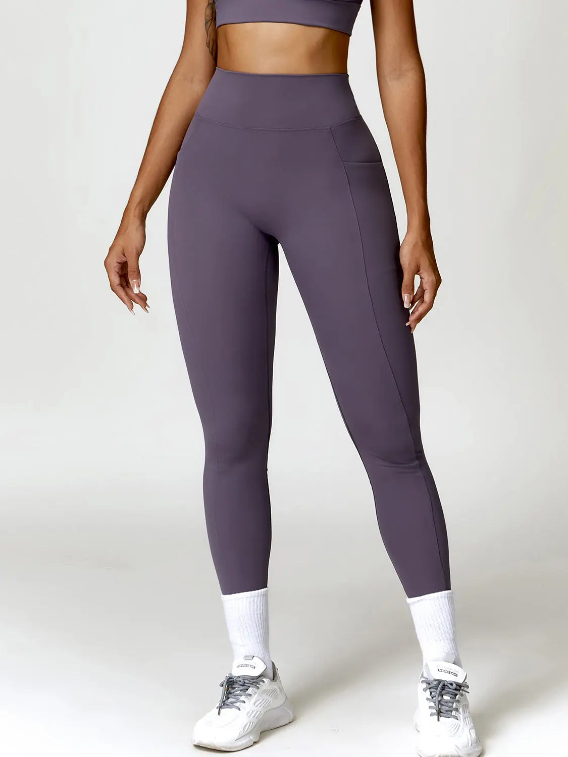 Ruched Pocketed High Waist Active Leggings Trendsi