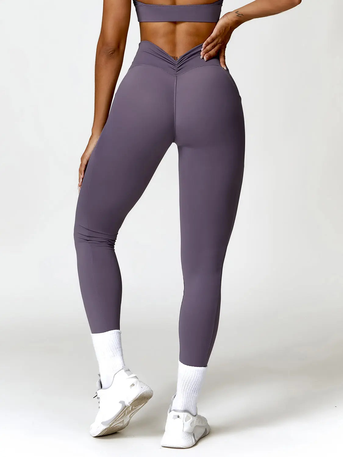 Ruched Pocketed High Waist Active Leggings Trendsi