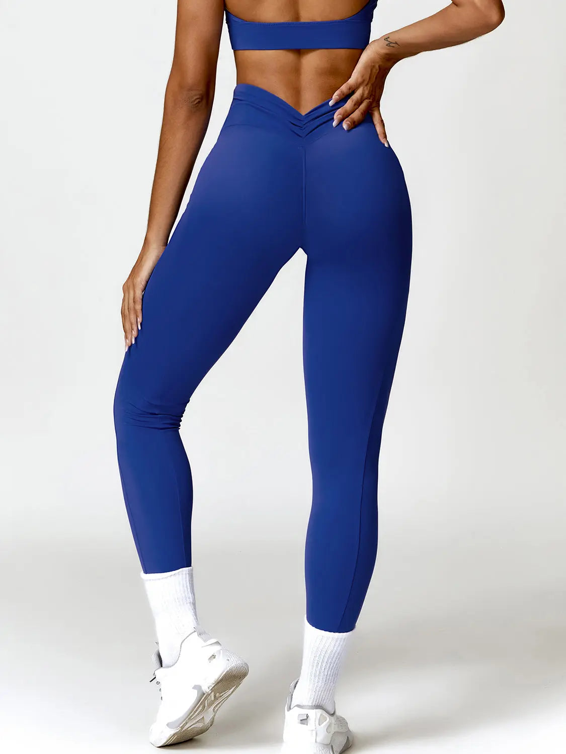 Ruched Pocketed High Waist Active Leggings Trendsi