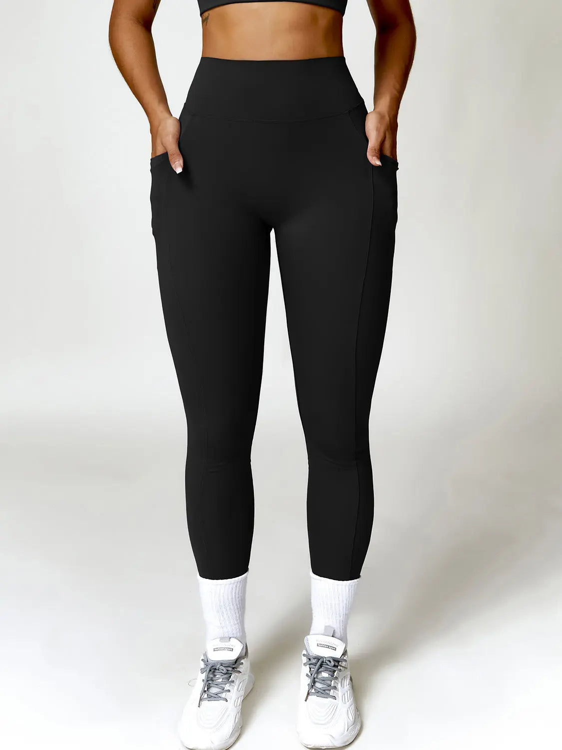 Ruched Pocketed High Waist Active Leggings Trendsi