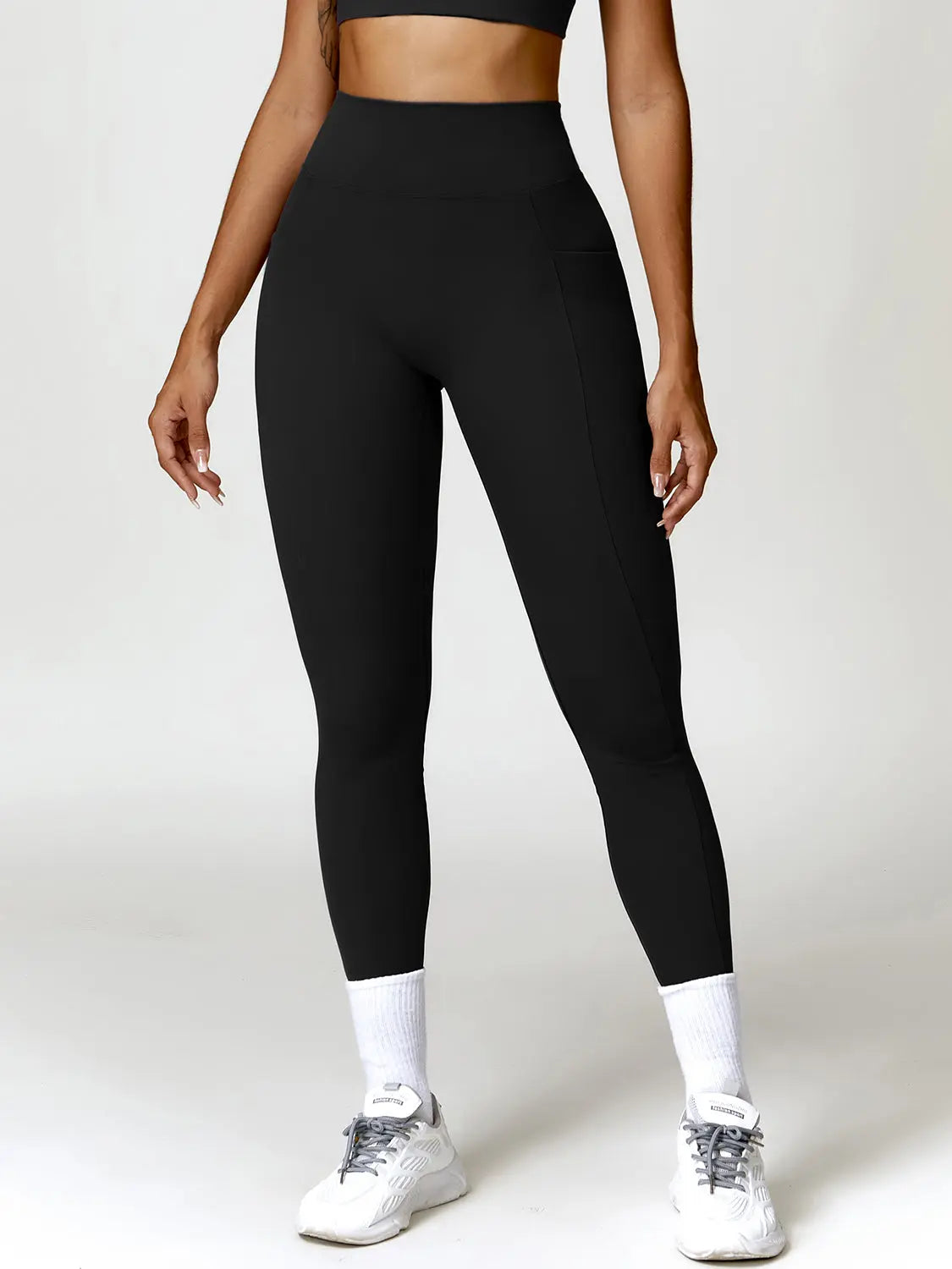 Ruched Pocketed High Waist Active Leggings Trendsi