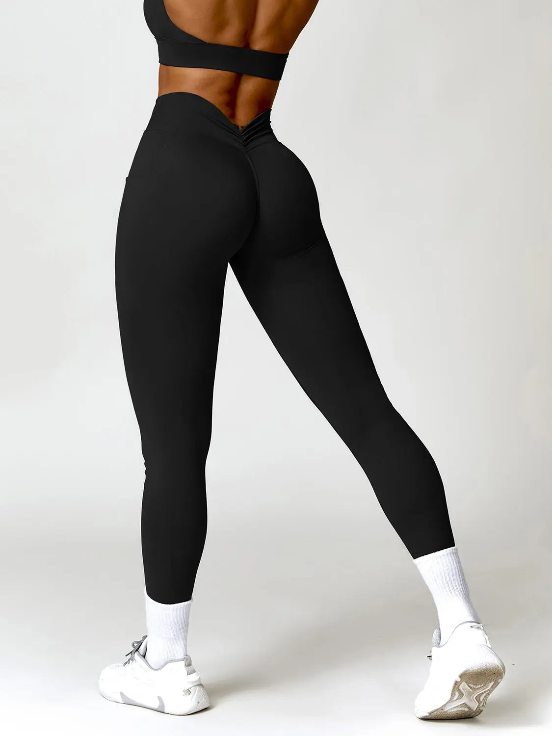 Ruched Pocketed High Waist Active Leggings Trendsi