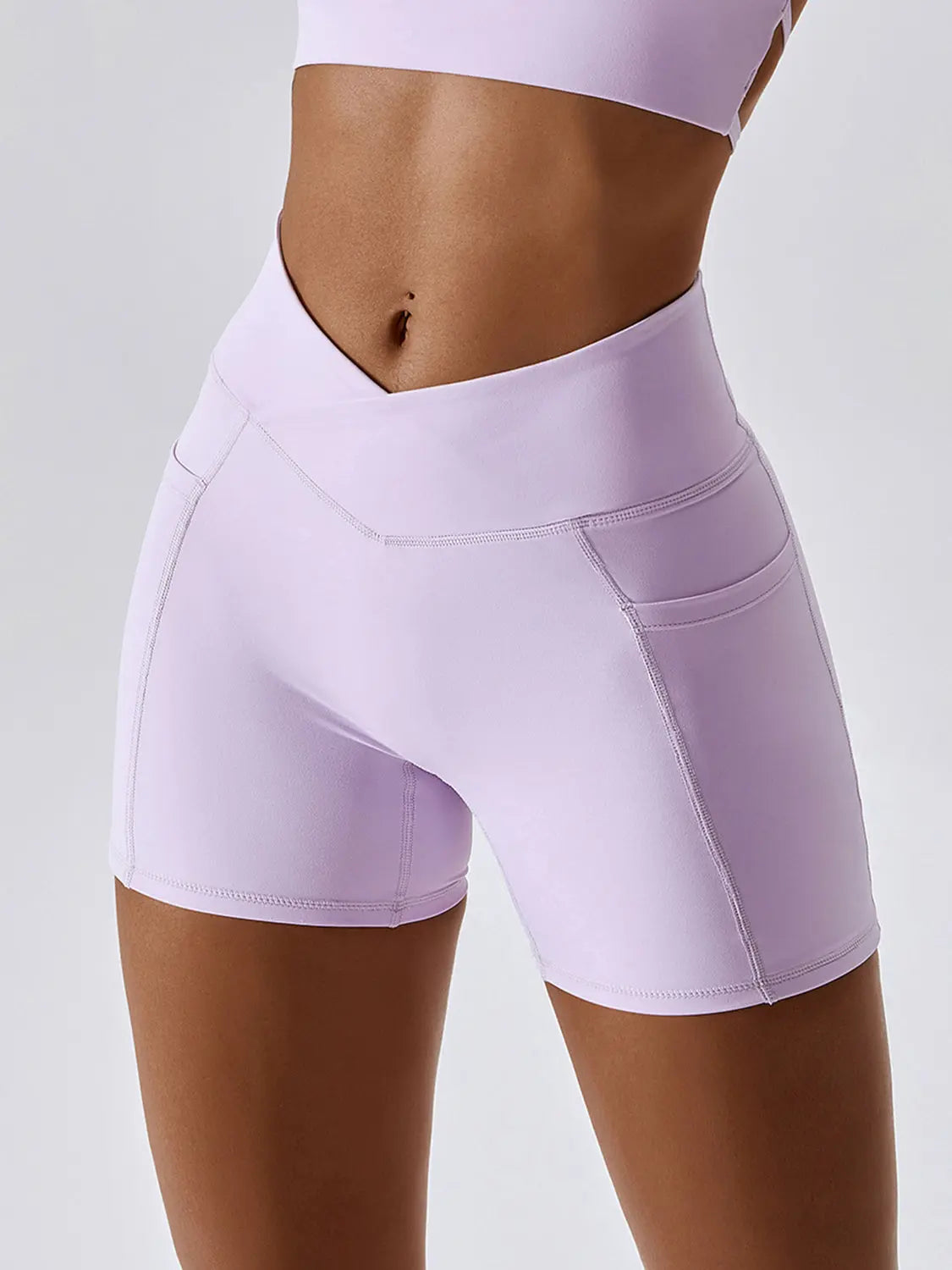 Ruched Pocketed High Waist Active Shorts Trendsi