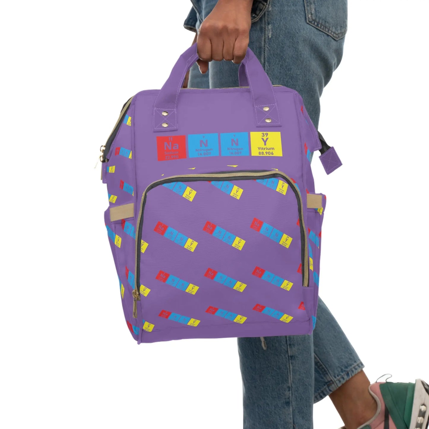 Scientific Periodic Table Elements Nanny Play on word with so many pockets Multifunctional Diaper Backpack