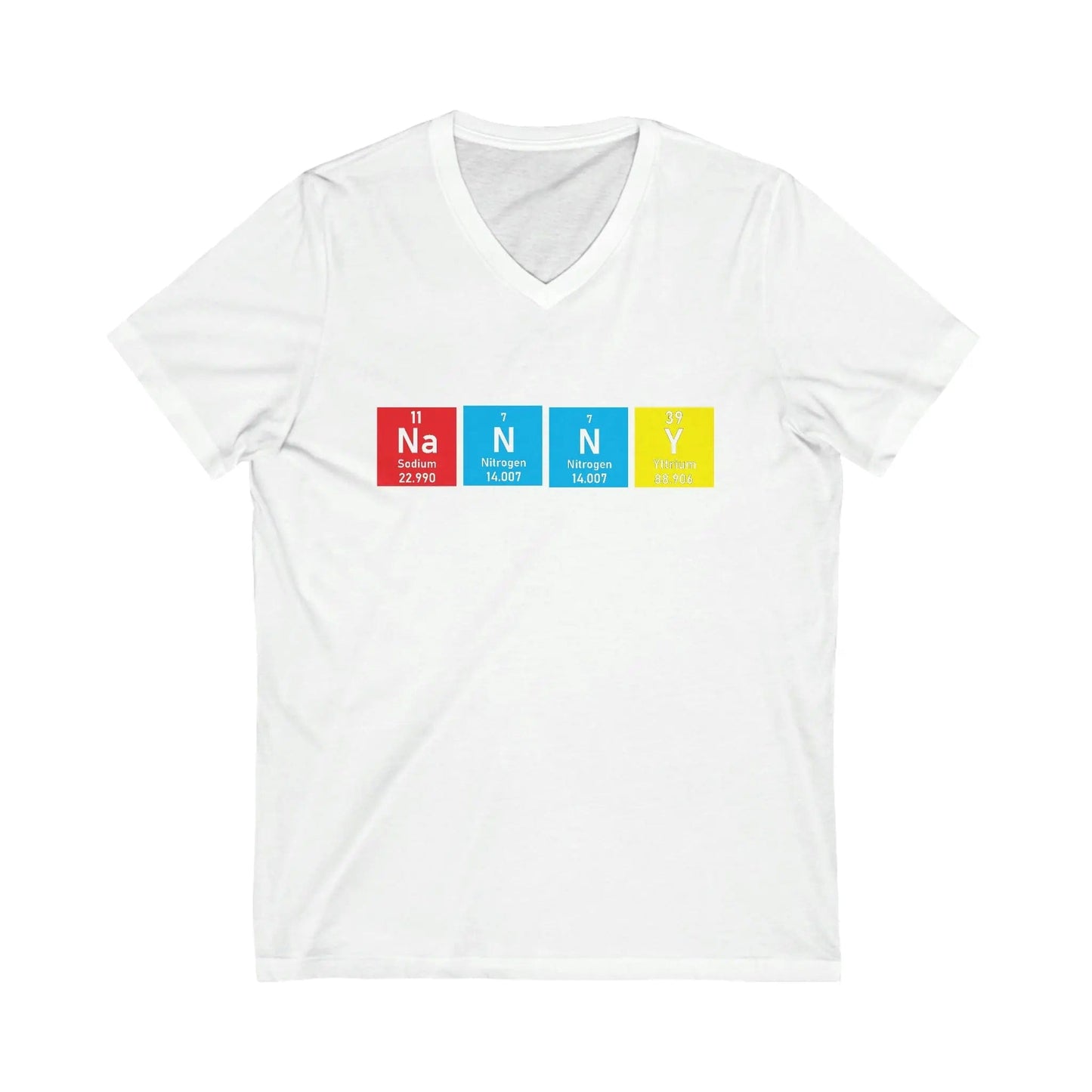 Scientific Periodic Table Elements Nanny Short Sleeve V-Neck Tee White