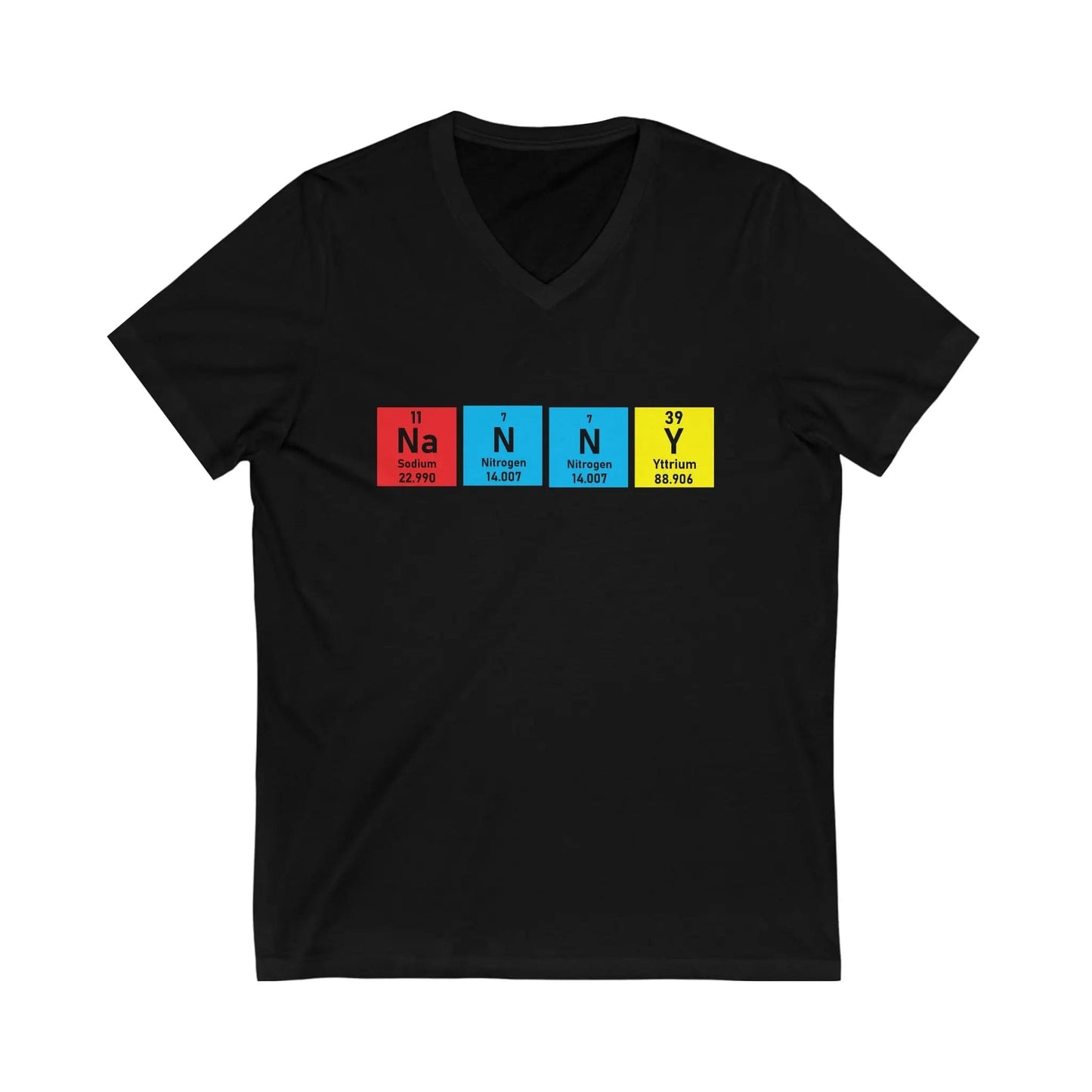 Scientific Periodic Table Elements Nanny Short Sleeve V-Neck Tee Black