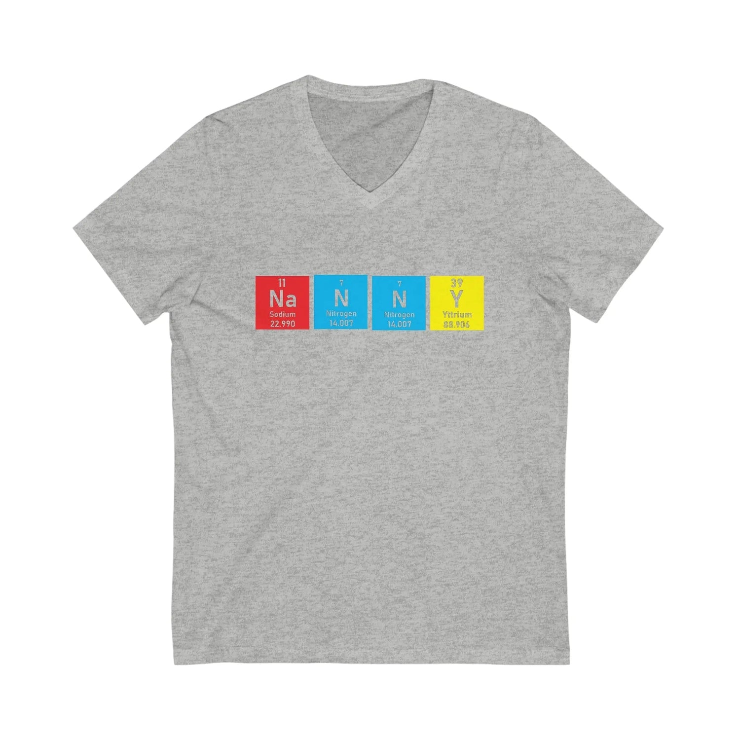 Scientific Periodic Table Elements Nanny Short Sleeve V-Neck Tee Athletic Heather