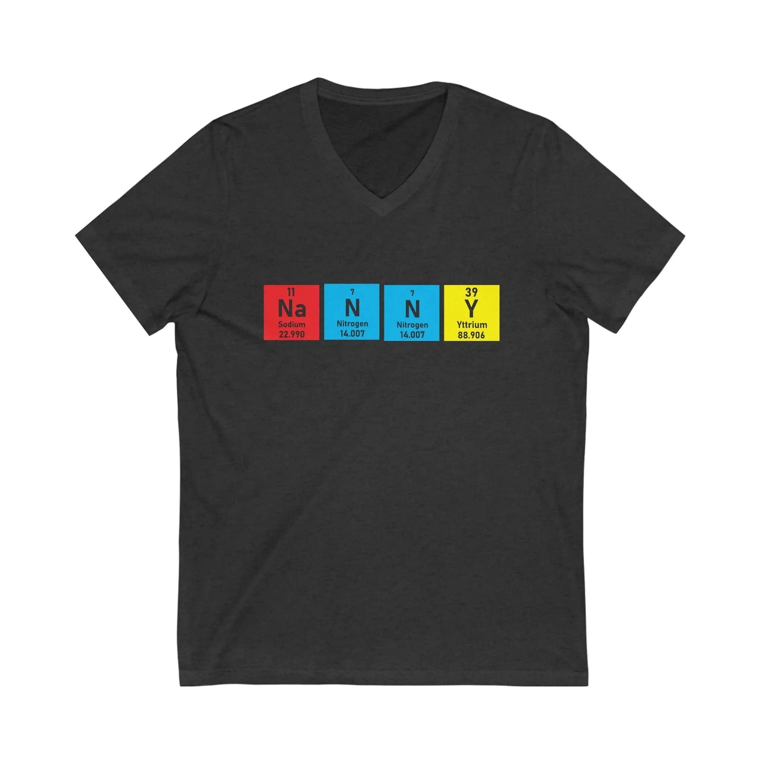 Scientific Periodic Table Elements Nanny Short Sleeve V-Neck Tee Dark Grey Heather