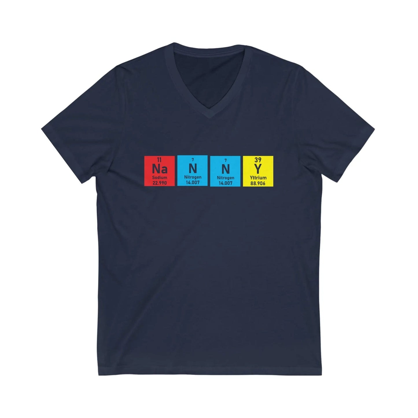 Scientific Periodic Table Elements Nanny Short Sleeve V-Neck Tee Navy