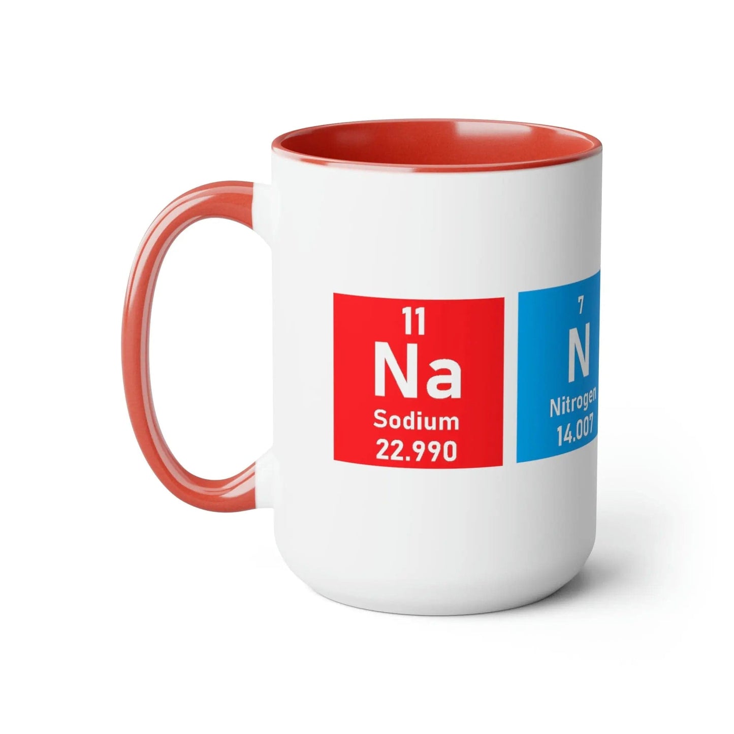 Scientific Periodic Table Elements Nanny Two-Tone Coffee Mugs, 15oz 15oz Red