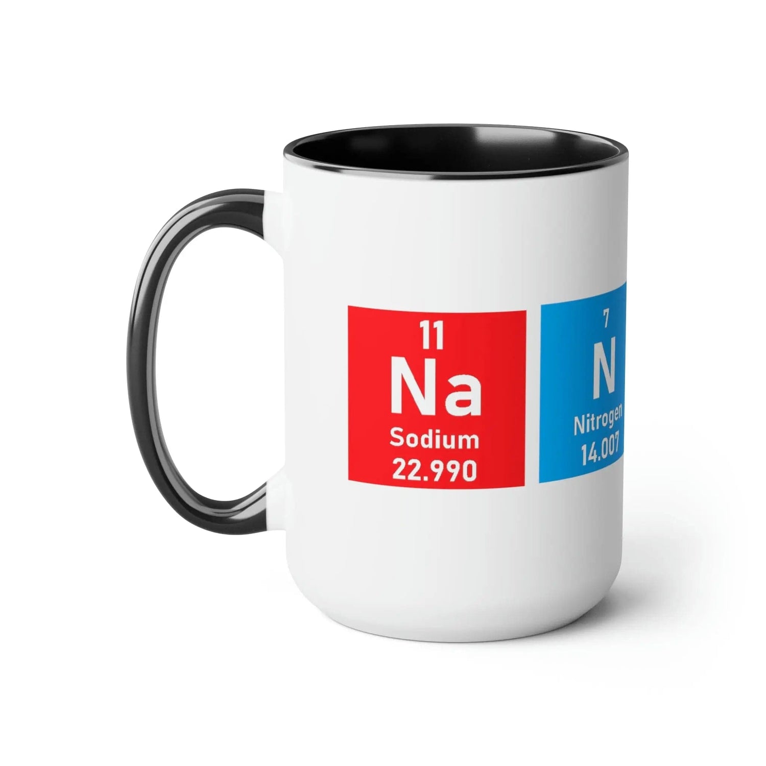 Scientific Periodic Table Elements Nanny Two-Tone Coffee Mugs, 15oz 15oz Black