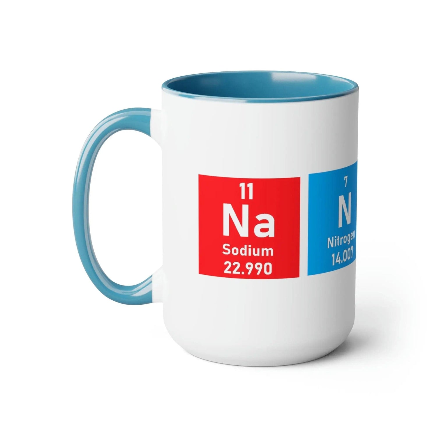 Scientific Periodic Table Elements Nanny Two-Tone Coffee Mugs, 15oz 15oz Light Blue