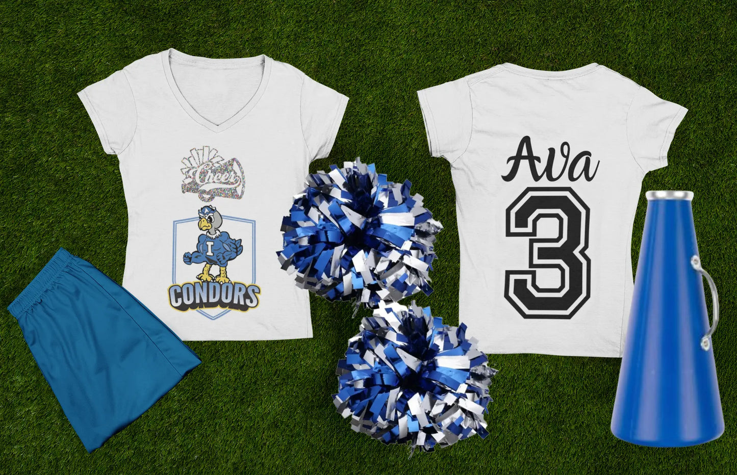 Set of Two Cheer V-neck shirts for Talitha's twins *custom*