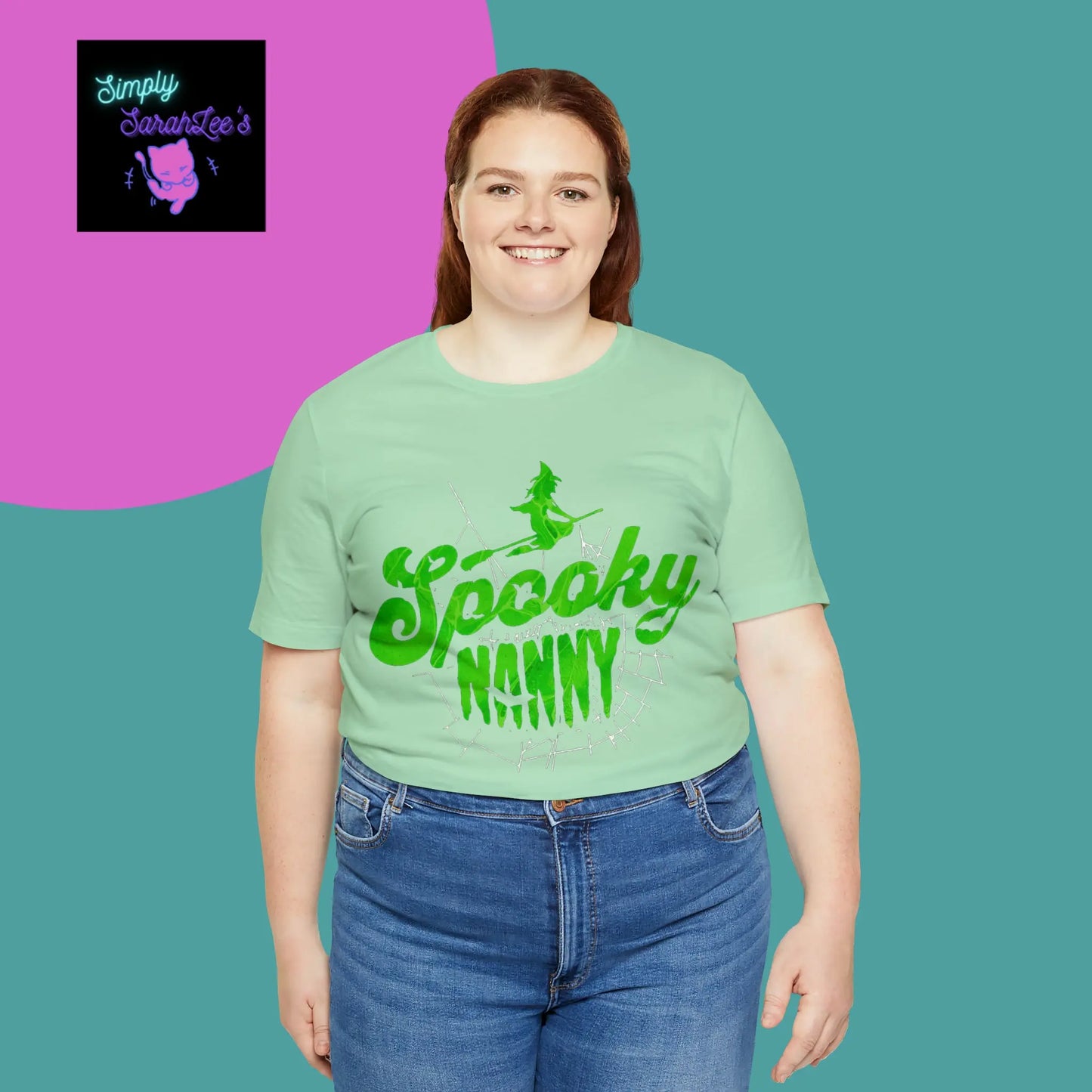 Spooky Nanny Witchy Slime Green Unisex Jersey Short Sleeve Tee Printify