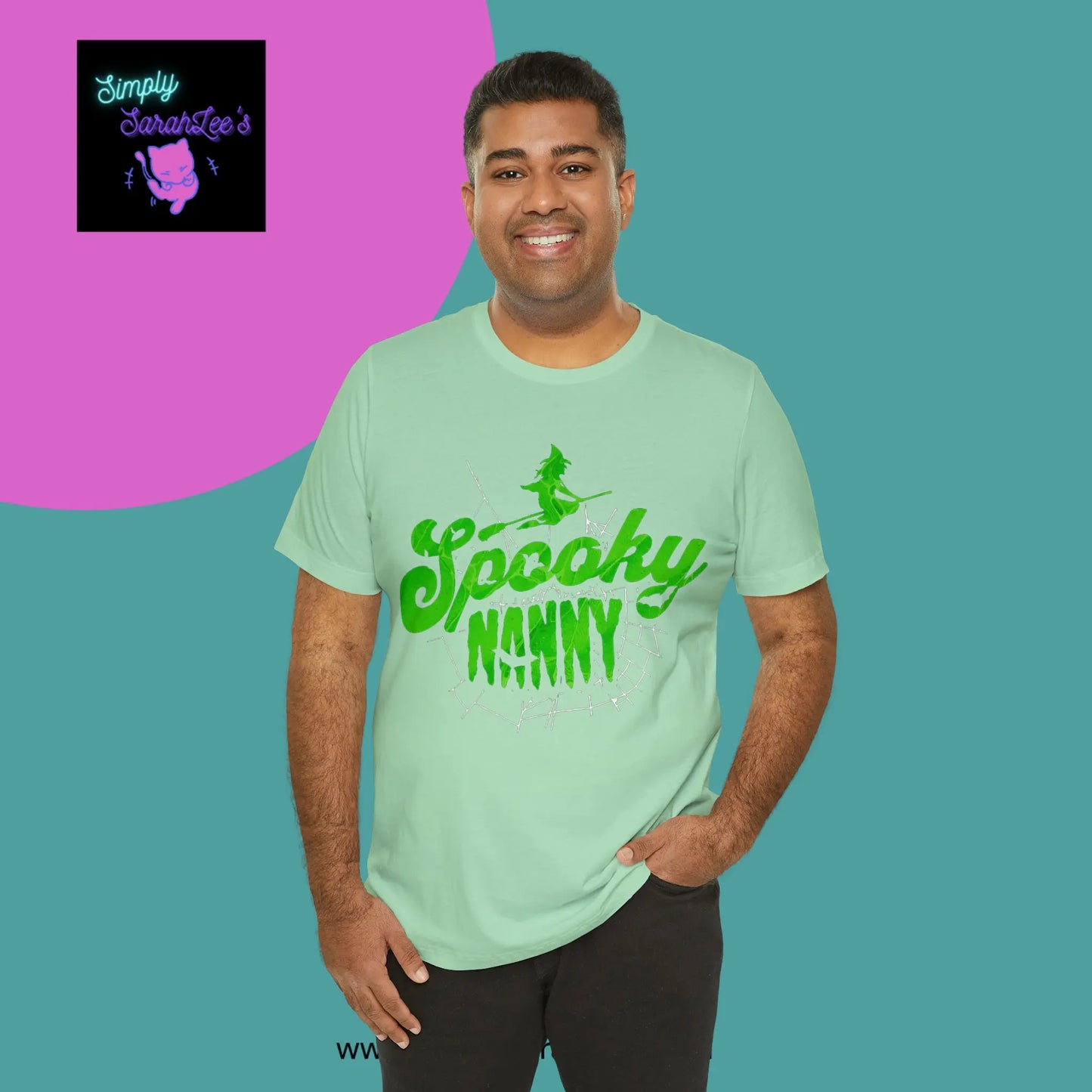 Spooky Nanny Witchy Slime Green Unisex Jersey Short Sleeve Tee Printify