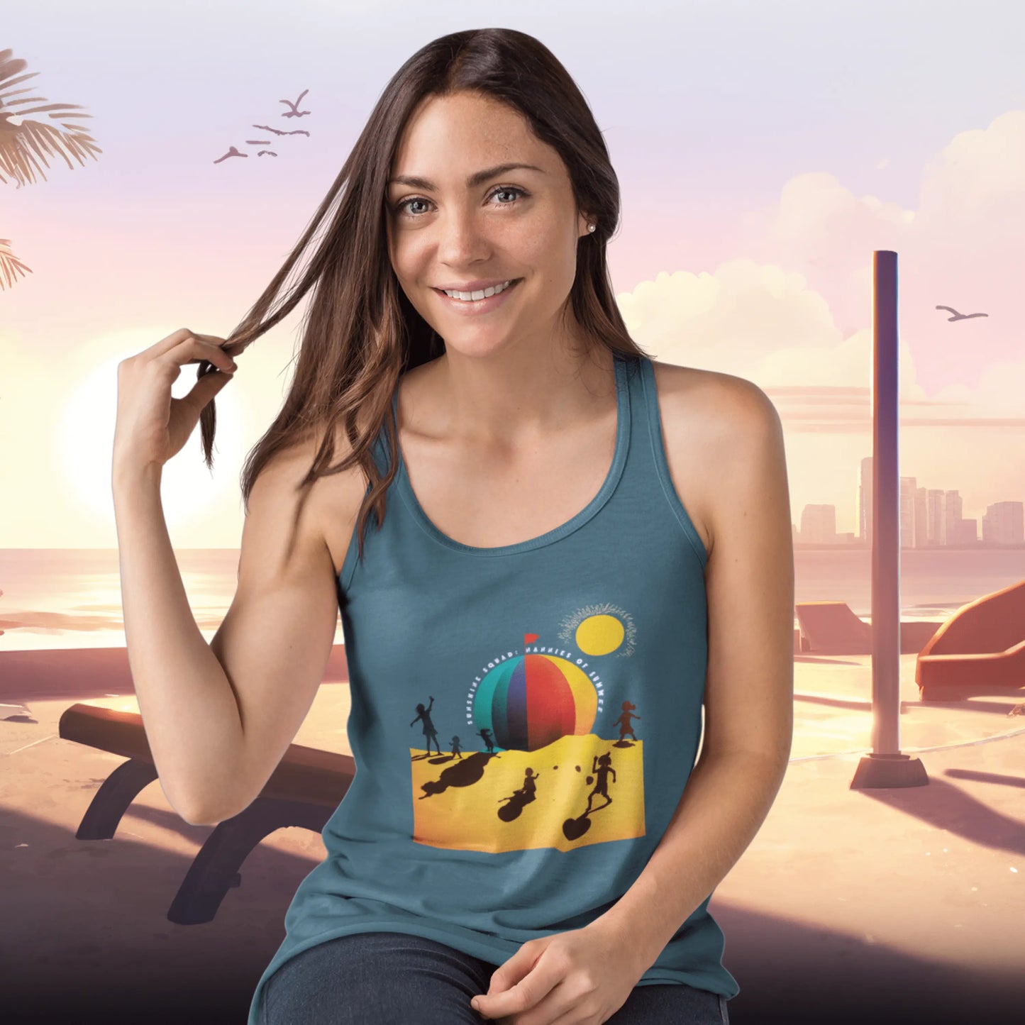 Sunshine Squad Nannies of Summer Women's Ideal Racerback Tank