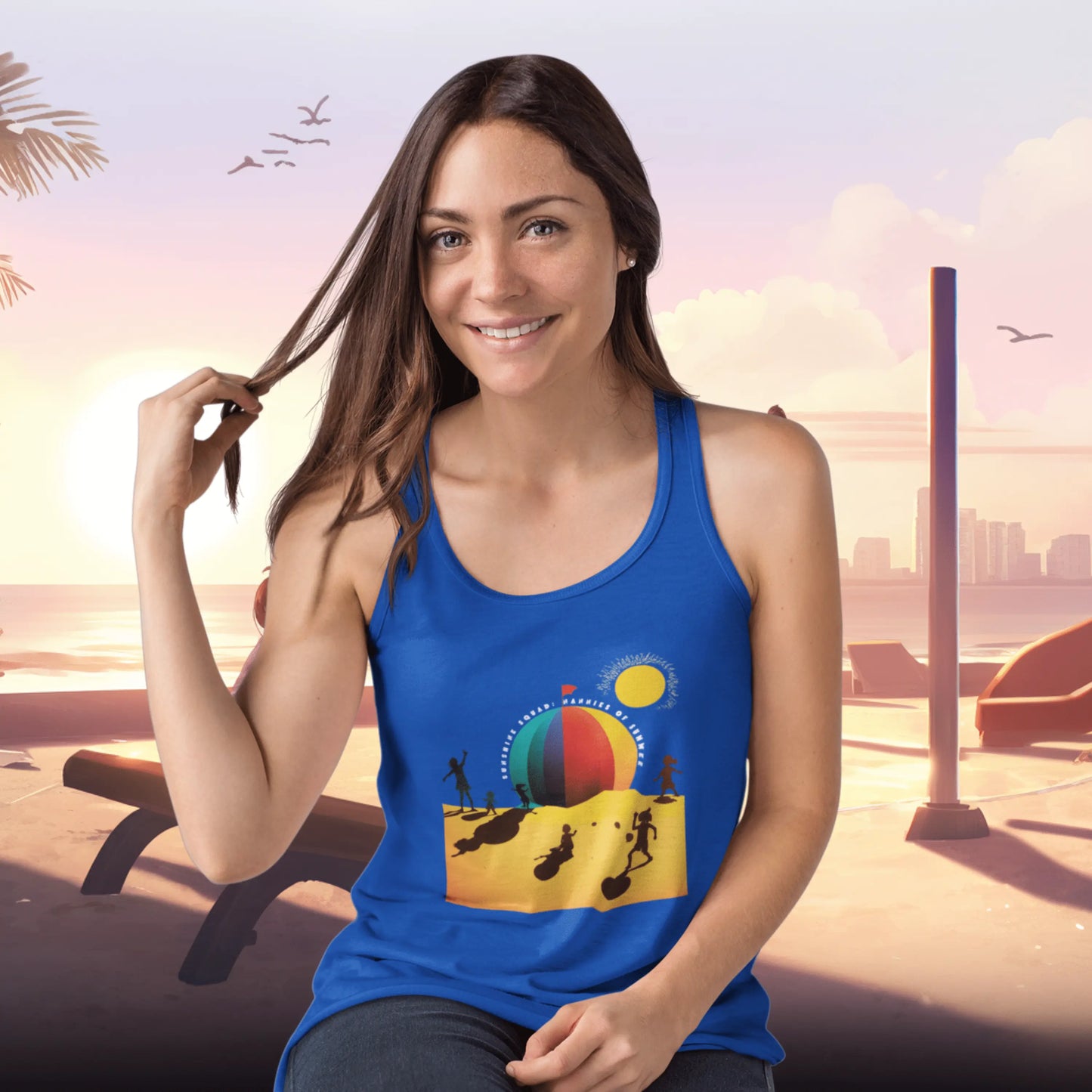 Sunshine Squad Nannies of Summer Women's Ideal Racerback Tank