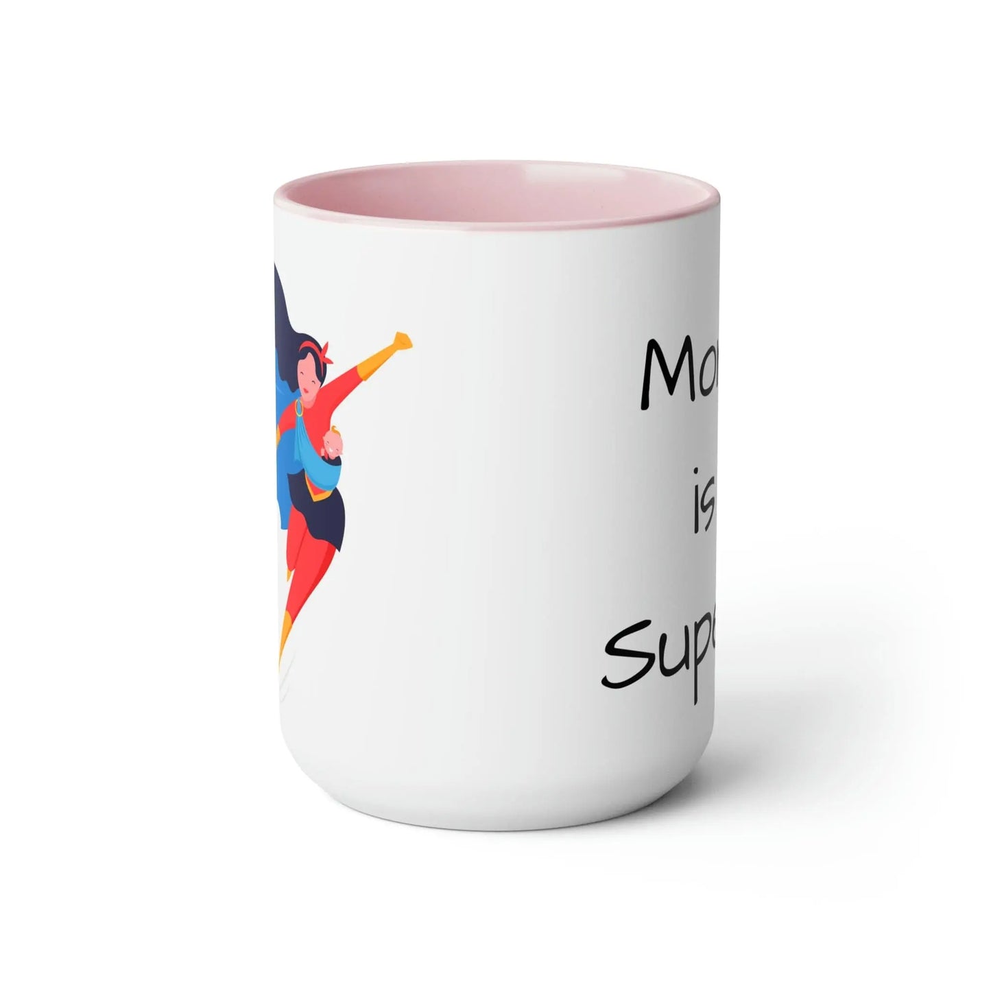 Super Mom, Mom is Super! Two-Tone Coffee Mugs, 15oz